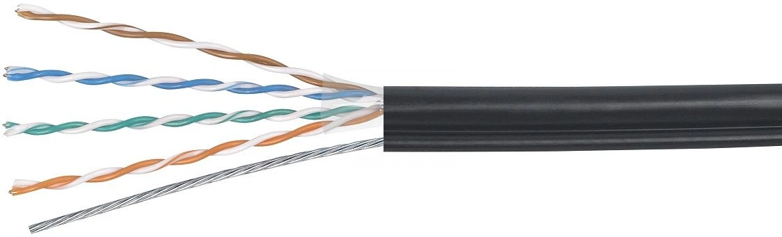Кабель информационный Cabeus UTP-4P-Cat.5e-SOLID-OUT-PE-UV-100 кат.5E U/UTP 4 пары PE внешний 100м черный — фото 1
