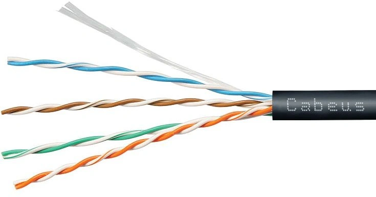 Кабель информационный Cabeus UTP-4P-Cat.5e-SOLID-OUT-LSZH-UV-100 кат.5E U/UTP 4 пары LSZH универсальный 100м черный — фото 1