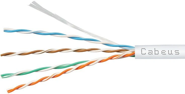 Кабель информационный Cabeus UTP-4P-Cat.5e-SOLID-LSZH-GY-100 кат.5E U/UTP 4 пары LSZH внутренний 100м серый — фото 1