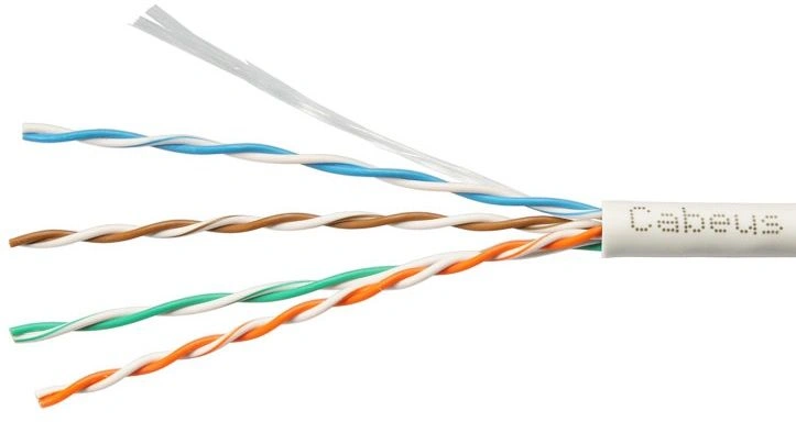 Кабель информационный Cabeus UTP-4P-Cat.5e-SOLID-LSLTx-GY-100 кат.5E U/UTP 4 пары PVC внутренний 100м серый — фото 1