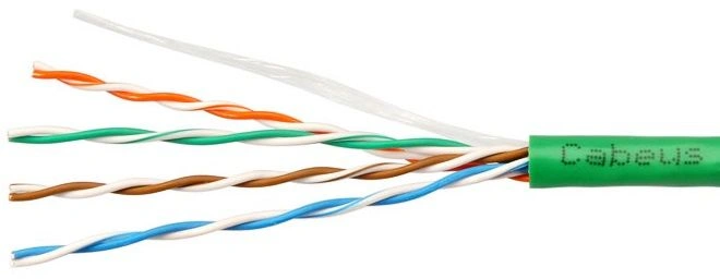 Кабель информационный Cabeus UTP-4P-Cat.5e-SOLID-LSLTx-GN-100 кат.5E U/UTP 4 пары PVC внутренний 100м зеленый — фото 1