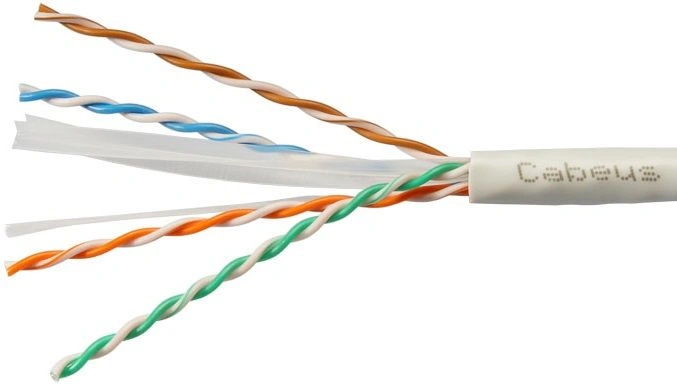Кабель информационный Cabeus UTP-4P-CAT.6-SOLID-LSZH-GY-100 кат.6 U/UTP 4 пары LSZH внутренний 100м серый — фото 1