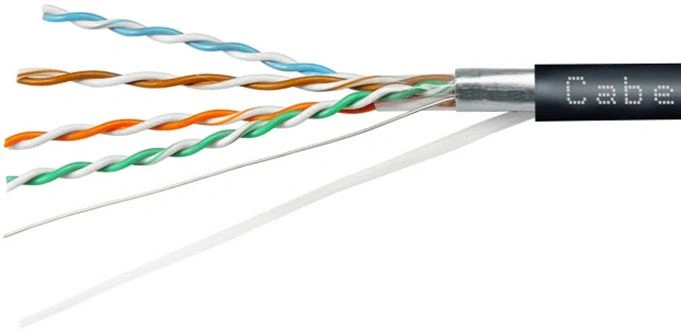 Кабель информационный Cabeus FTP-4P-Cat.5e-SOLID-OUT-LSZH-UV-100 кат.5E F/UTP 4 пары LSZH универсальный 100м черный — фото 1
