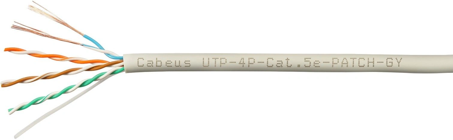 Кабель информационный Cabeus UTP-4P-CAT.5E-PATCH-GY кат.5E U/UTP 4 пары 24AWG PVC внутренний 305м серый — фото 1