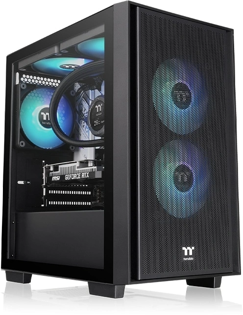 Корпус Thermaltake Versa H16 TG ARGB черный без БП mATX 4x120mm 2x140mm 1xUSB2.0 2xUSB3.0 audio bott PSU — фото 1