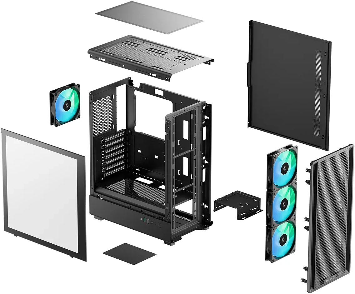 Корпус Deepcool CC550 4F черный без БП ATX 4x120mm 5x140mm 1xUSB2.0 1xUSB3.0 audio bott PSU — миниатюра 5