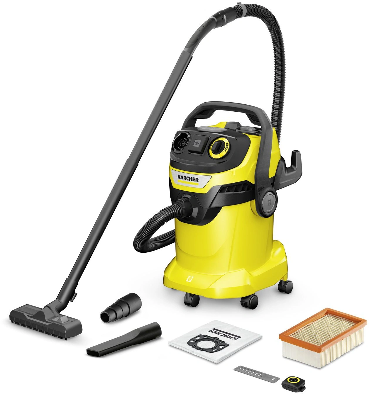 Строительный пылесос Karcher WD 5 Control P 25/5/22 1200Вт (уборка: сухая/влажная/выдув/сбор воды) желтый