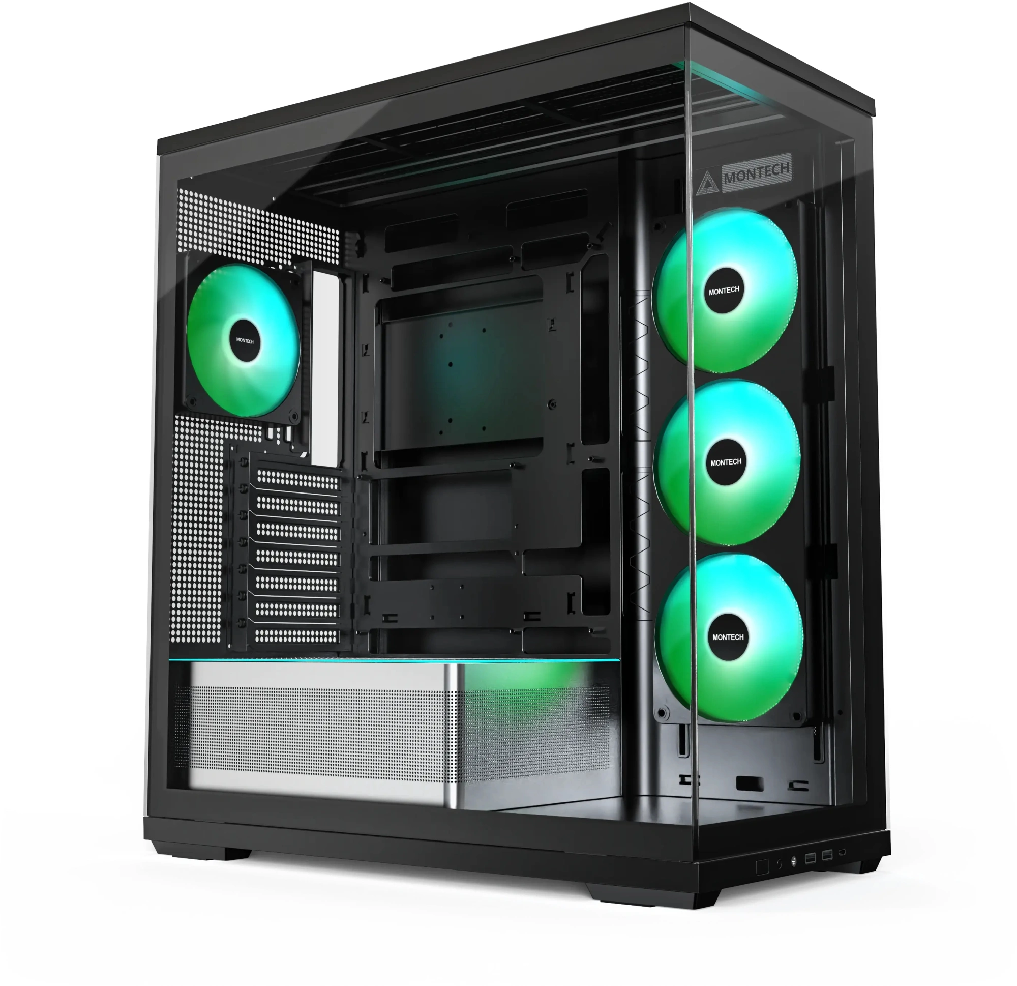 Корпус Montech TG3 черный без БП ATX 8x120mm 4x140mm 2xUSB3.0 audio bott PSU — фото 1