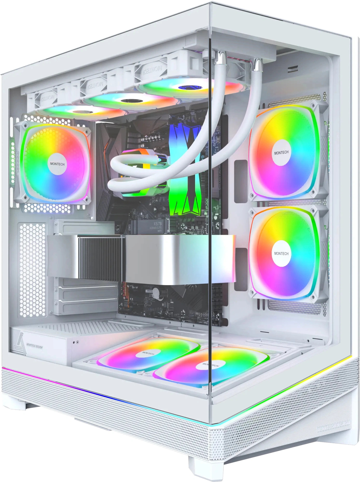 Корпус Montech Sky 3 белый без БП ATX 5x120mm 5x140mm 2xUSB3.0 audio bott PSU — миниатюра 2