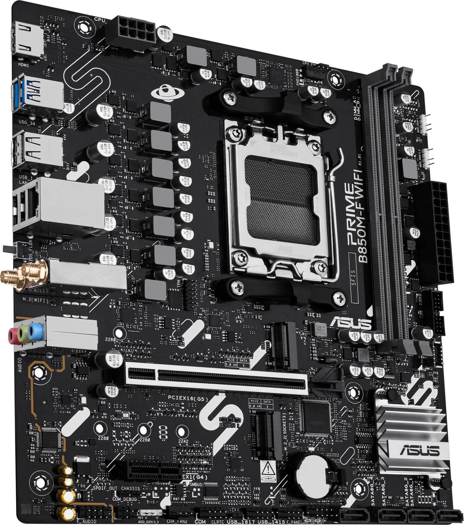 Материнская плата Asus PRIME B850M-F WIFI Socket AM5 AMD B850 2xDDR5 mATX AC`97 8ch(7.1) GbLAN RAID+VGA+HDMI — миниатюра 5