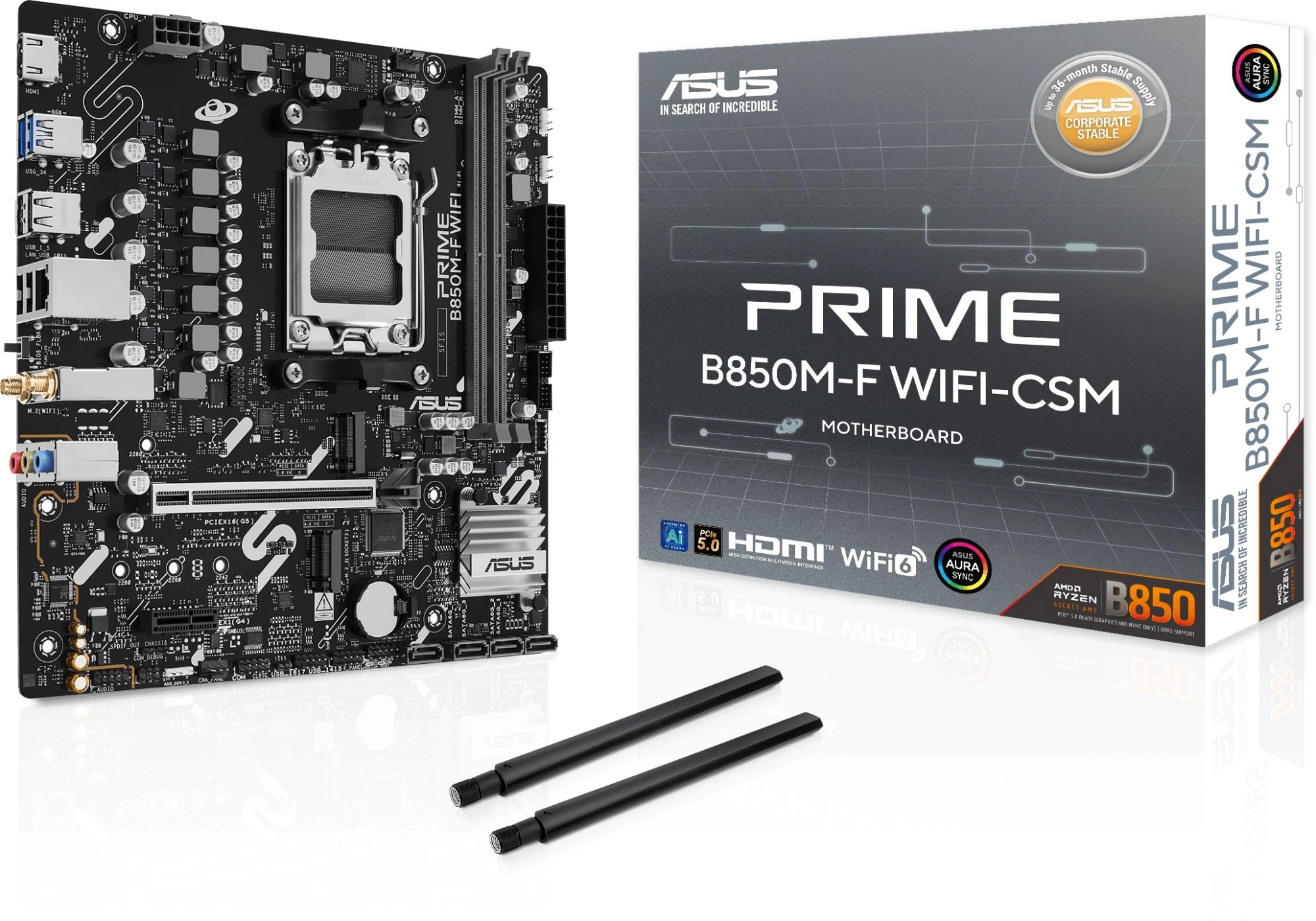 Материнская плата Asus PRIME B850M-F WIFI Socket AM5 AMD B850 2xDDR5 mATX AC`97 8ch(7.1) GbLAN RAID+VGA+HDMI — миниатюра 4