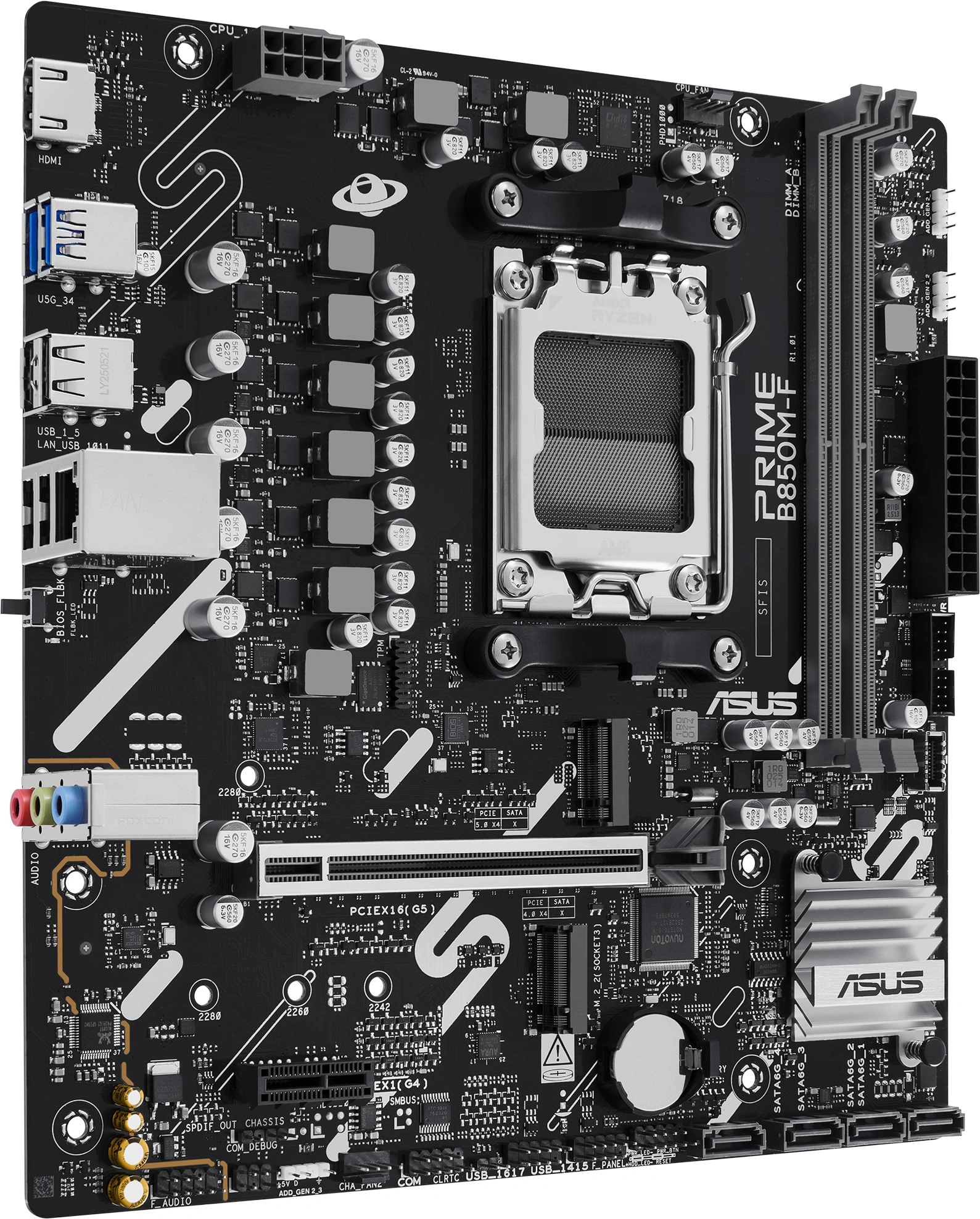 Материнская плата Asus PRIME B850M-F Socket AM5 AMD B850 2xDDR5 mATX AC`97 8ch(7.1) GbLAN RAID+VGA+HDMI — миниатюра 3