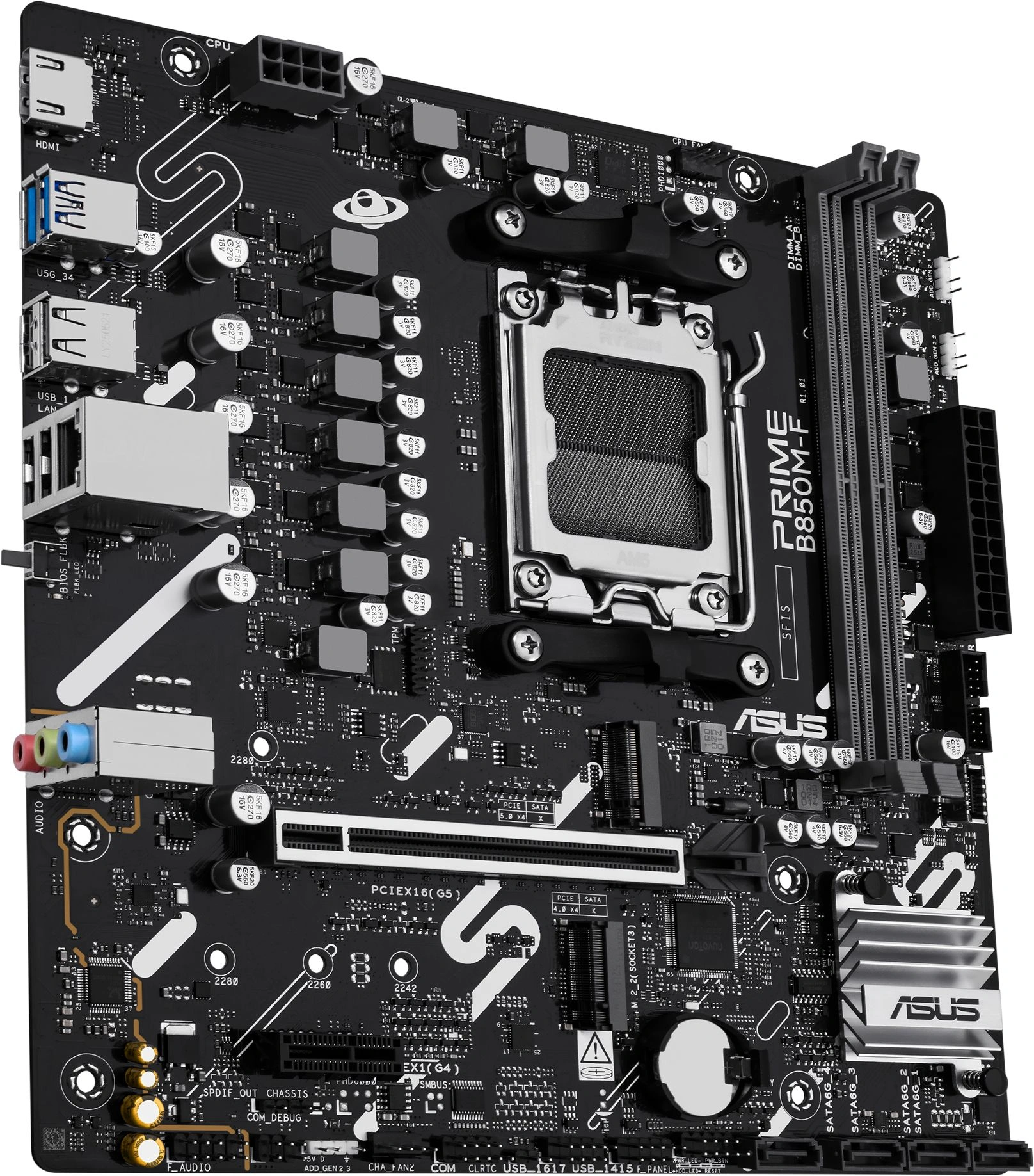 Материнская плата Asus PRIME B850M-F Socket AM5 AMD B850 2xDDR5 mATX AC`97 8ch(7.1) GbLAN RAID+VGA+HDMI — миниатюра 4