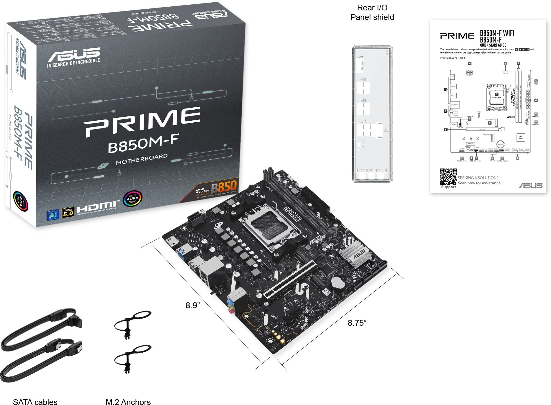 Материнская плата Asus PRIME B850M-F Socket AM5 AMD B850 2xDDR5 mATX AC`97 8ch(7.1) GbLAN RAID+VGA+HDMI — миниатюра 10