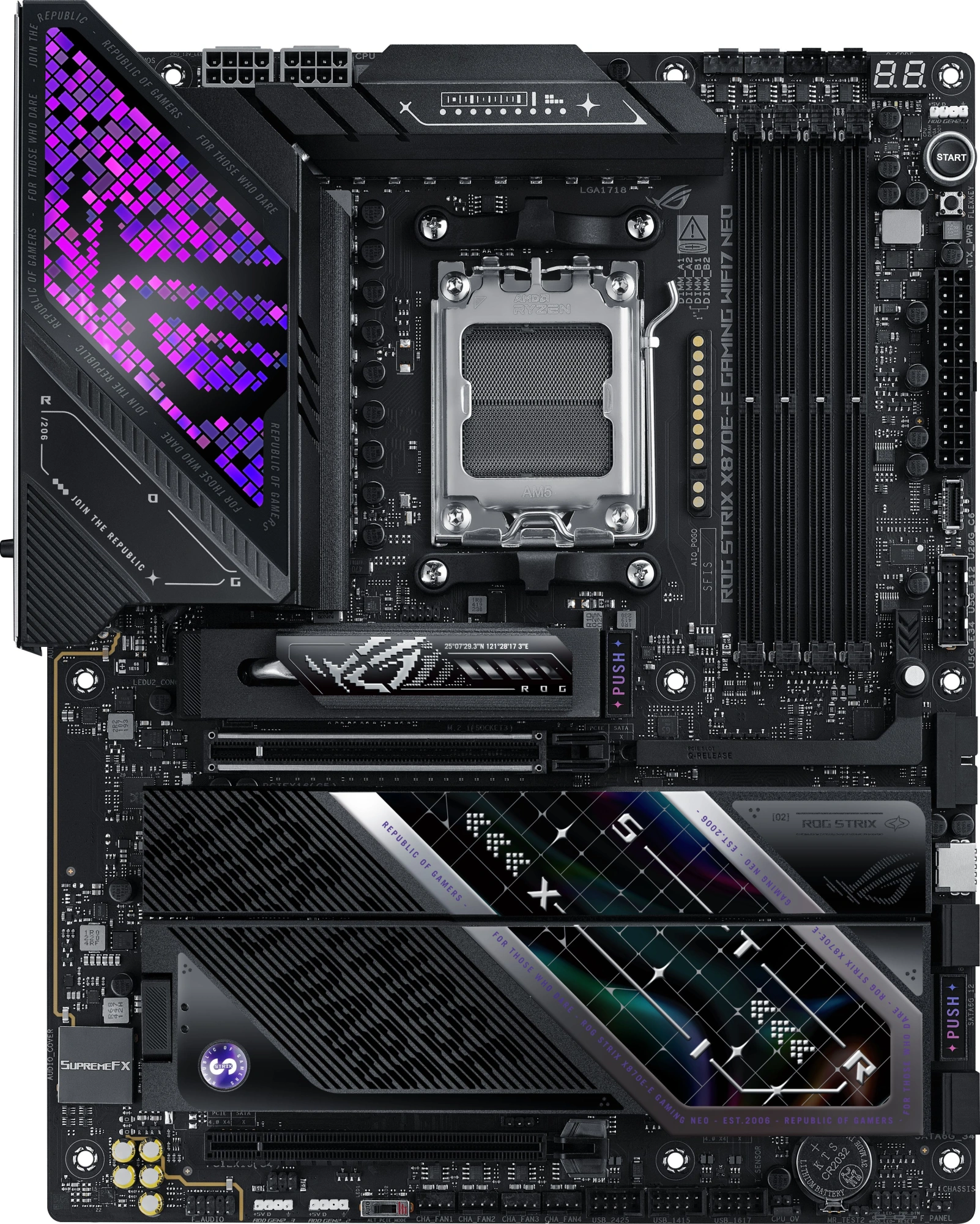 Материнская плата Asus ROG STRIX X870E-E GAMING WIFI7 NEO Socket AM5 AMD X870E 4xDDR5 ATX AC`97 8ch(7.1) 5Gigabit RAID+HDMI — миниатюра 2
