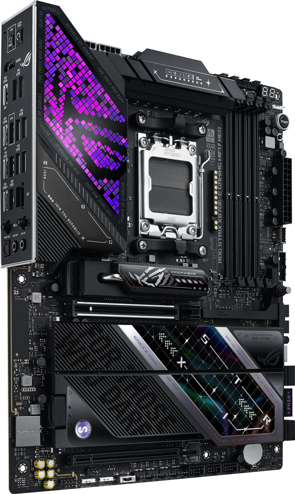 Материнская плата Asus ROG STRIX X870E-E GAMING WIFI7 NEO Socket AM5 AMD X870E 4xDDR5 ATX AC`97 8ch(7.1) 5Gigabit RAID+HDMI — миниатюра 5