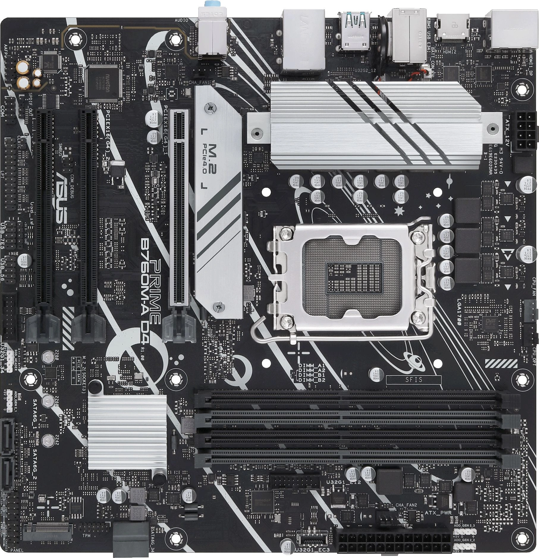 Материнская плата Asus PRIME B760M-A D4-CSM Soc-1700 Intel B760 4xDDR4 mATX AC`97 8ch(7.1) 2.5Gg RAID+HDMI+DP — фото 1