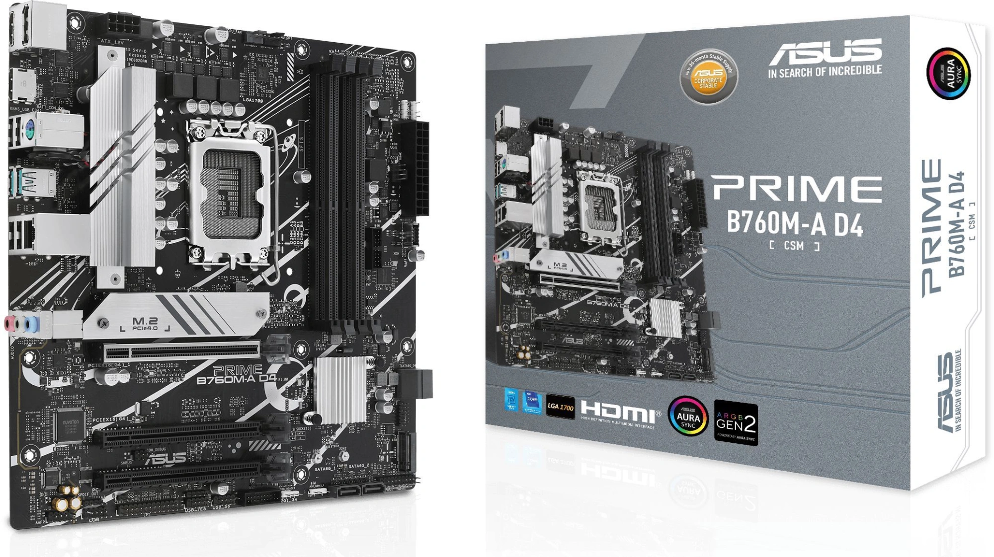 Материнская плата Asus PRIME B760M-A D4-CSM Soc-1700 Intel B760 4xDDR4 mATX AC`97 8ch(7.1) 2.5Gg RAID+HDMI+DP — миниатюра 3