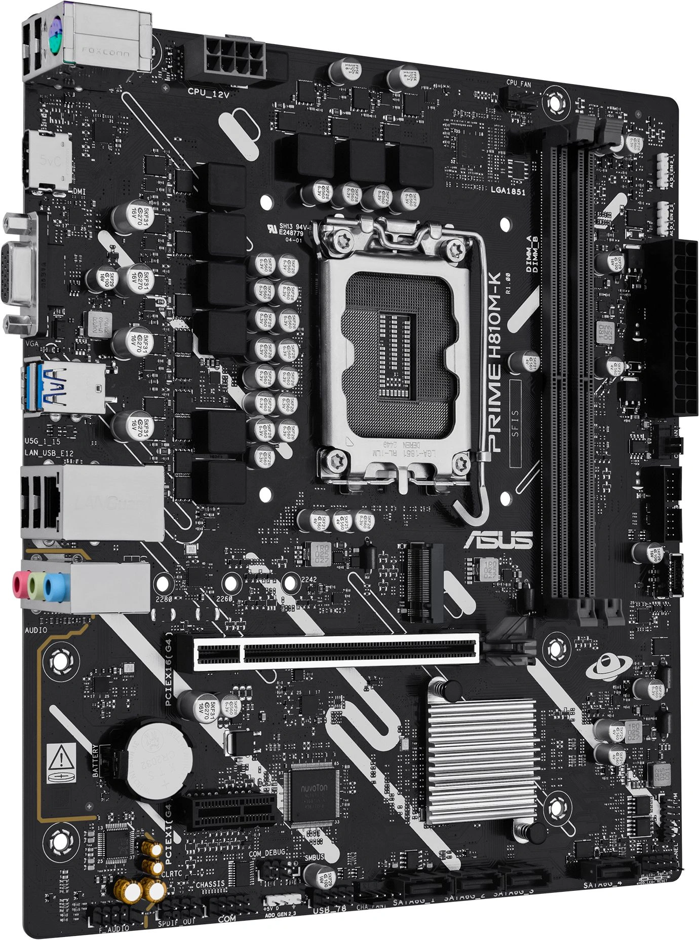 Материнская плата Asus PRIME H810M-K Soc-1851 Intel H810 2xDDR5 mATX AC`97 8ch(7.1) GbLAN RAID+VGA+HDMI — миниатюра 4