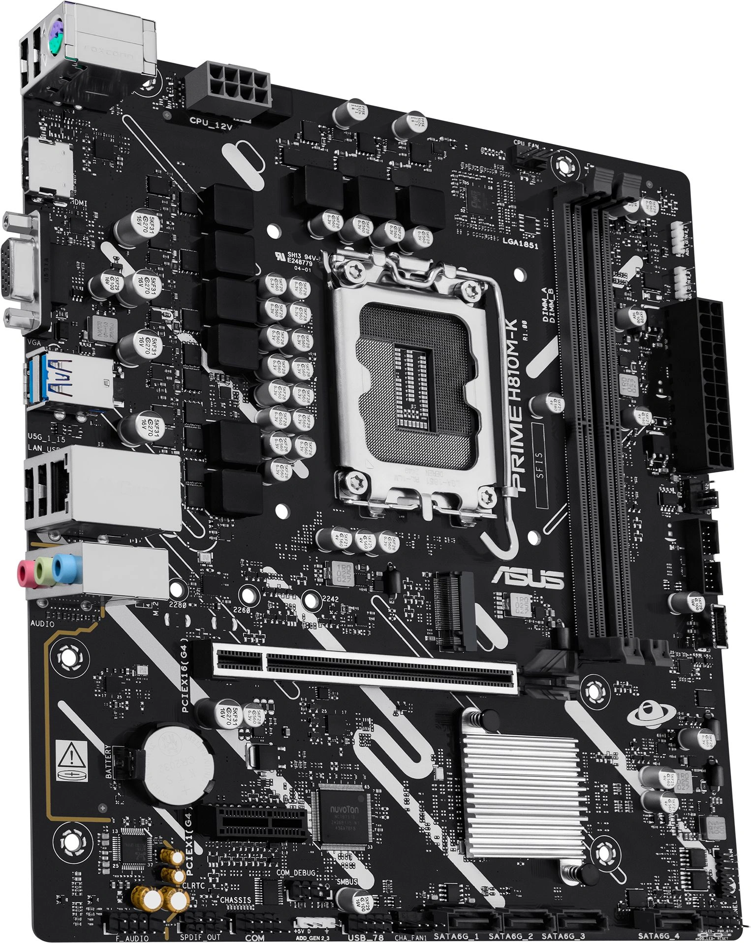 Материнская плата Asus PRIME H810M-K Soc-1851 Intel H810 2xDDR5 mATX AC`97 8ch(7.1) GbLAN RAID+VGA+HDMI — миниатюра 5