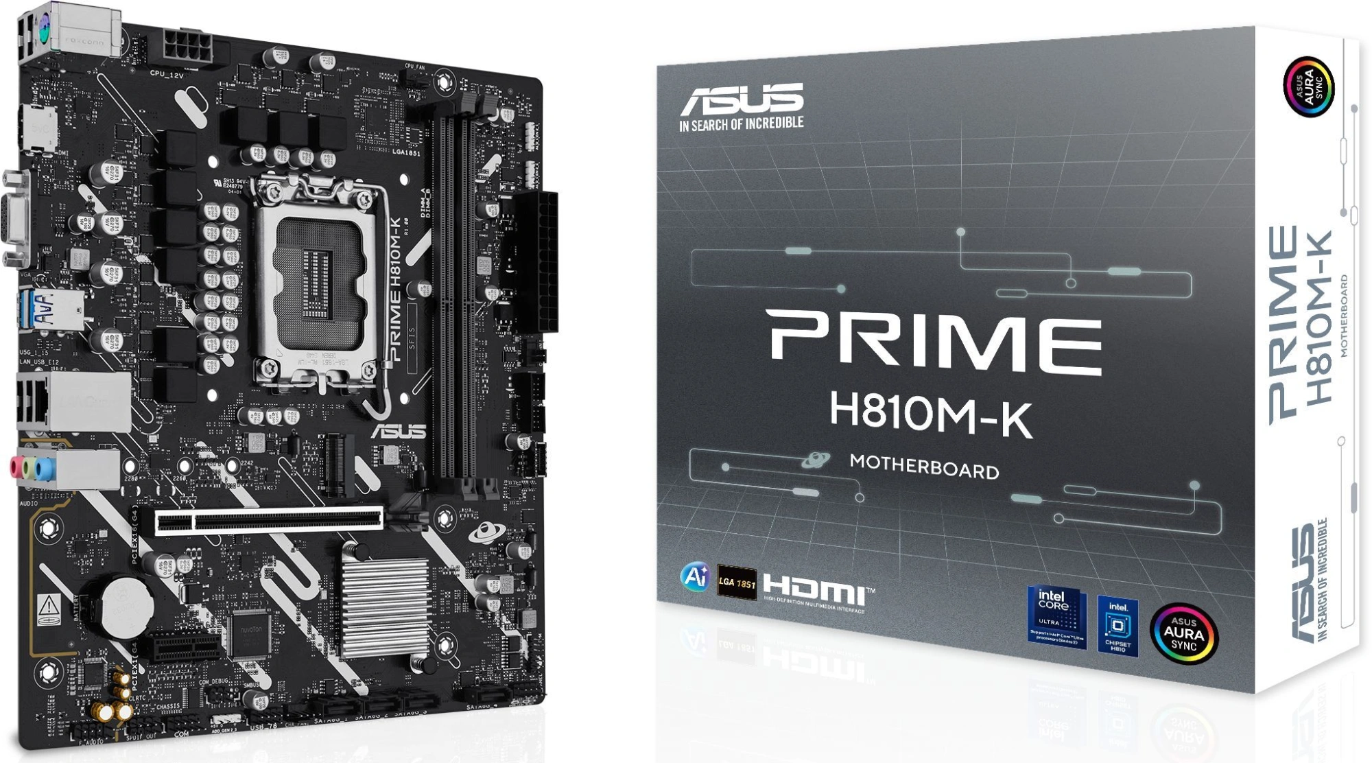 Материнская плата Asus PRIME H810M-K Soc-1851 Intel H810 2xDDR5 mATX AC`97 8ch(7.1) GbLAN RAID+VGA+HDMI — миниатюра 2