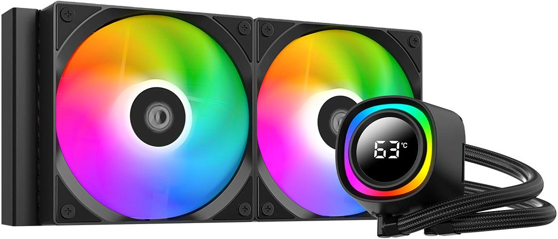 Система водяного охлаждения ID-Cooling FX240 TD ARGB Soc-AM5/AM4/1200/1700/1851 черный 4-pin 27.2dB Al LCD 300W Ret — фото 1