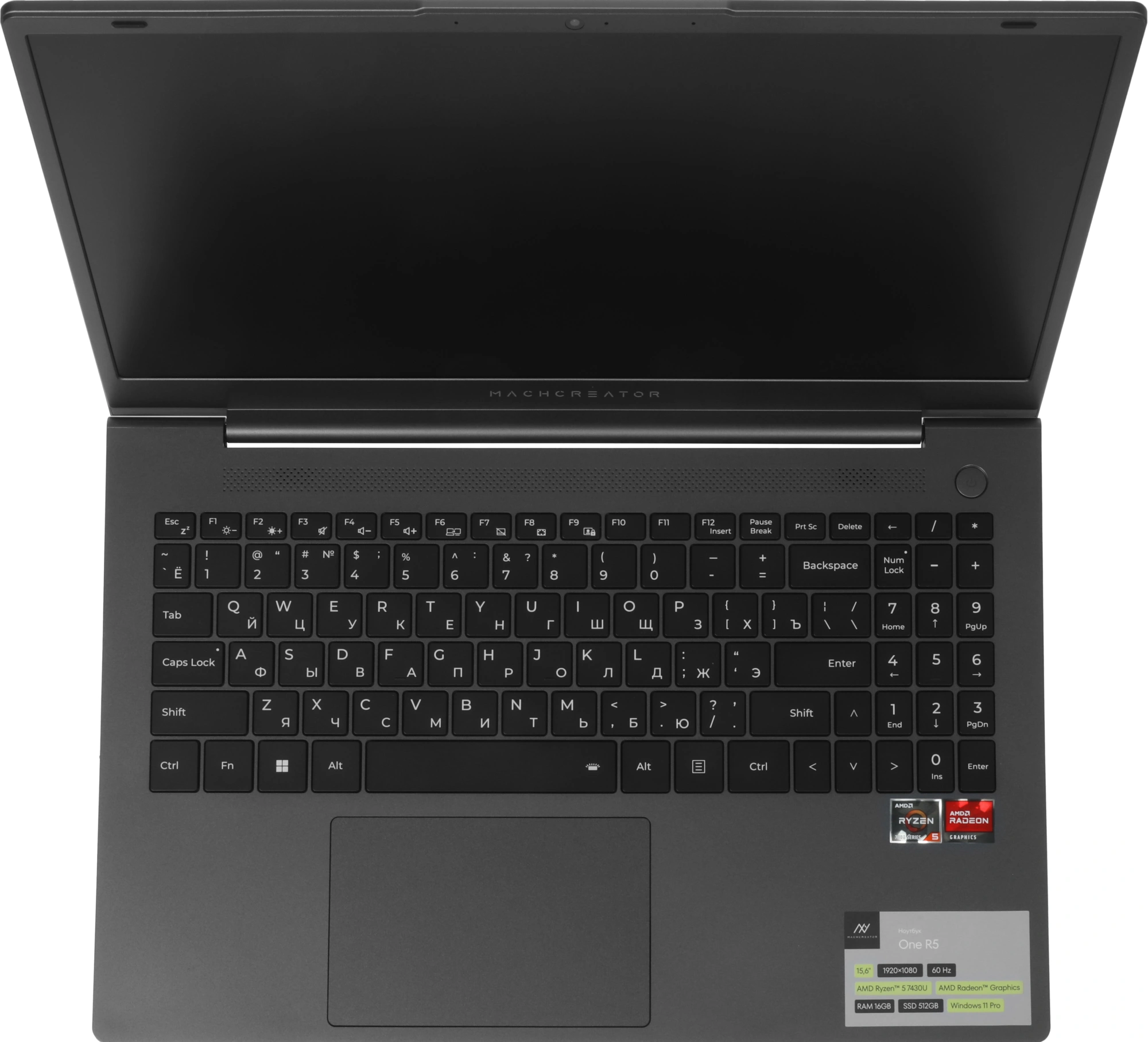 Ноутбук Machcreator One R5 Ryzen 5 7430U 16Gb SSD512Gb AMD Radeon Graphics 15.6" IPS FHD (1920x1080) Windows 11 Pro grey WiFi BT Cam 4825mAh (JJ00GB00GRU) — миниатюра 28