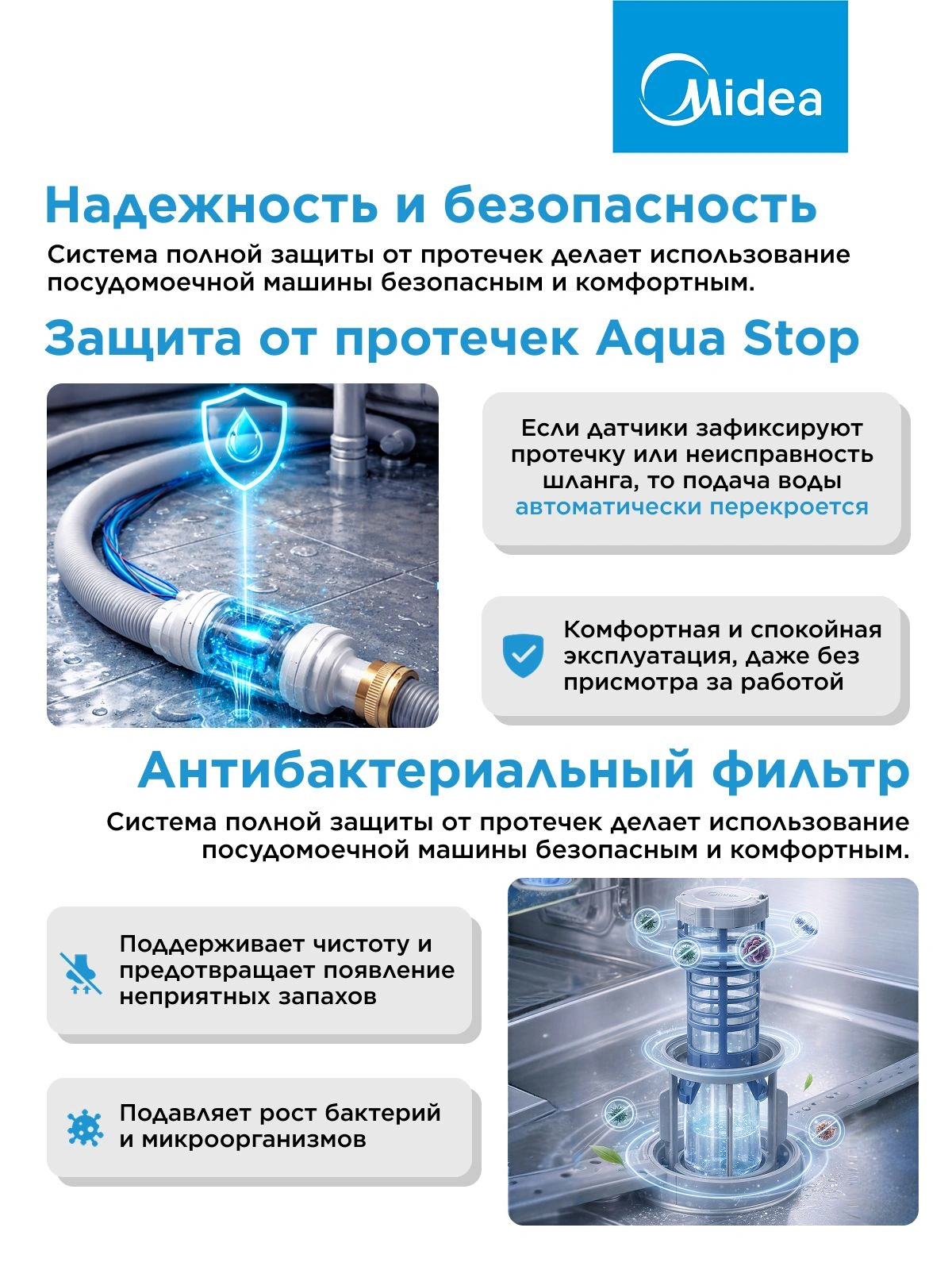 Посудомоечная машина Midea MFD60S460SI серебристый/черный (полноразмерная) инвертор — миниатюра 23
