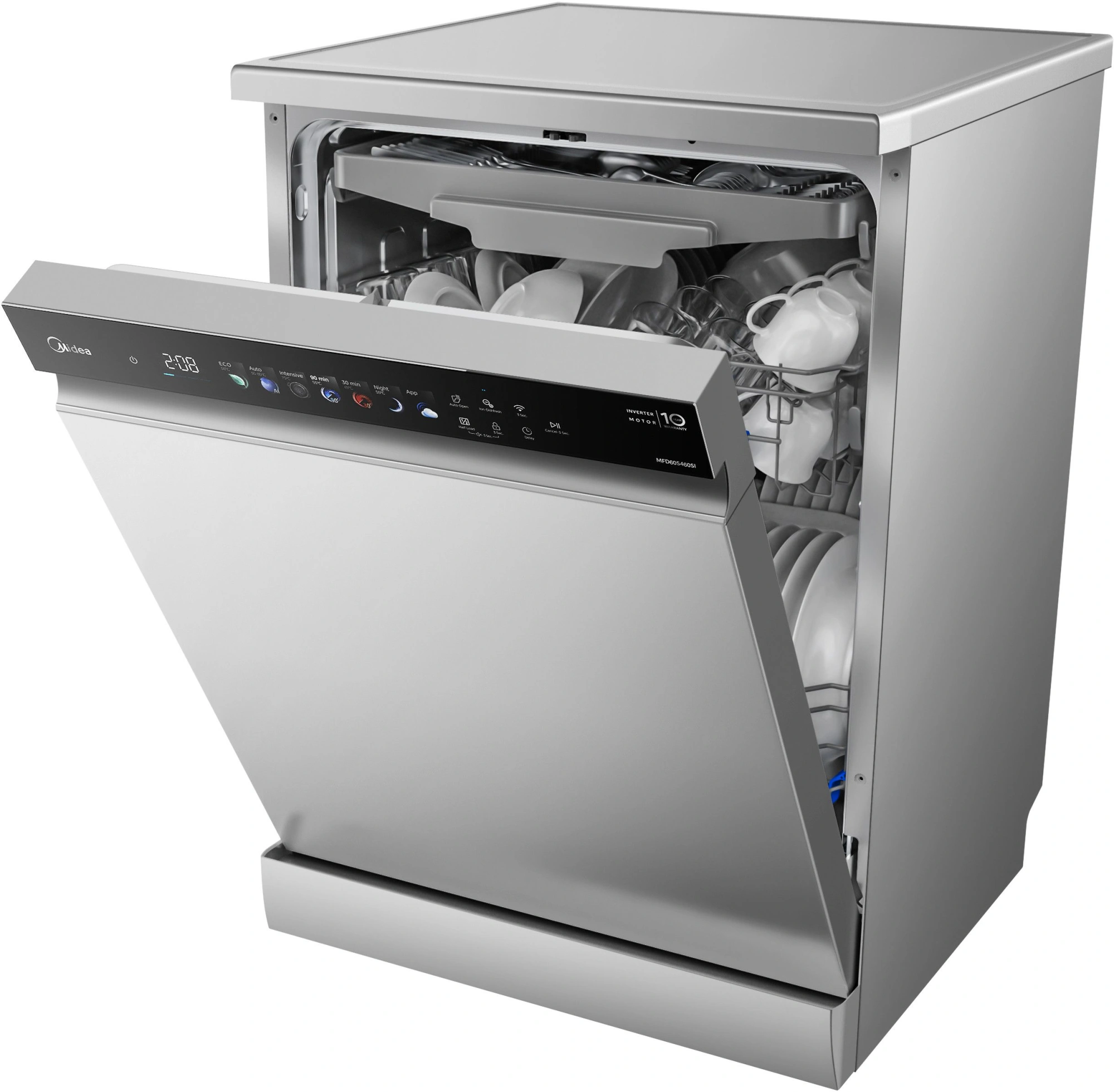 Посудомоечная машина Midea MFD60S460SI серебристый/черный (полноразмерная) инвертор — миниатюра 6