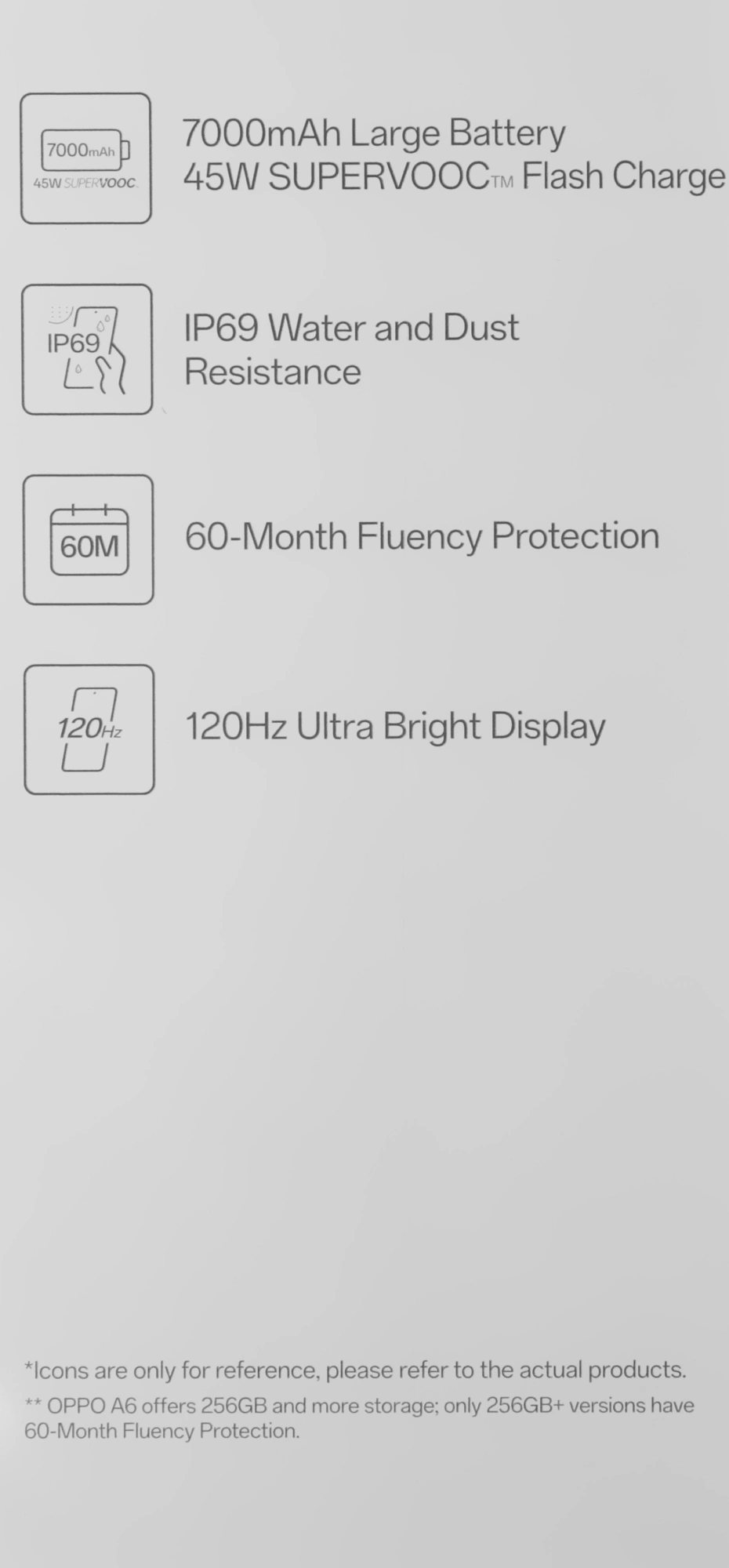Смартфон Oppo A6 256Gb 8Gb шампань моноблок 3G 4G 2Sim 6.75" 720x1570 Android 15 50Mpix 802.11 a/b/g/n/ac NFC GPS GSM900/1800 Protect A-GPS microSDXC max2048Gb — миниатюра 14