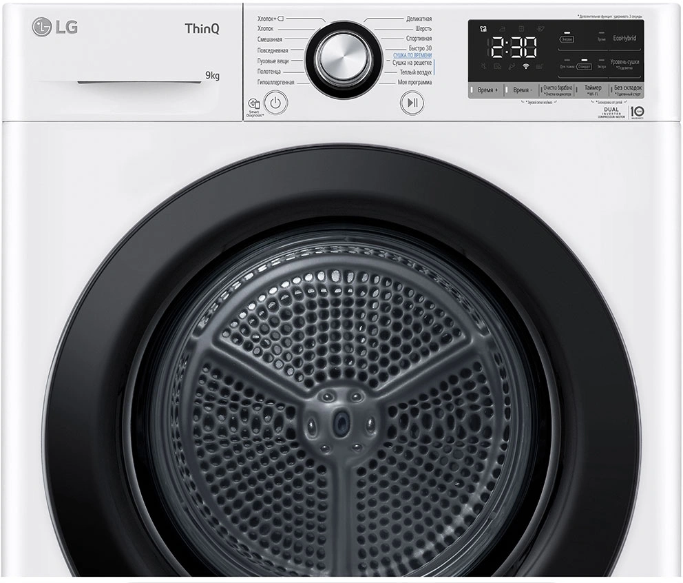 Сушильная машина LG DC90V3V6W.ABWPCOM кл.энер.:A++ макс.загр.:9кг белый — миниатюра 3