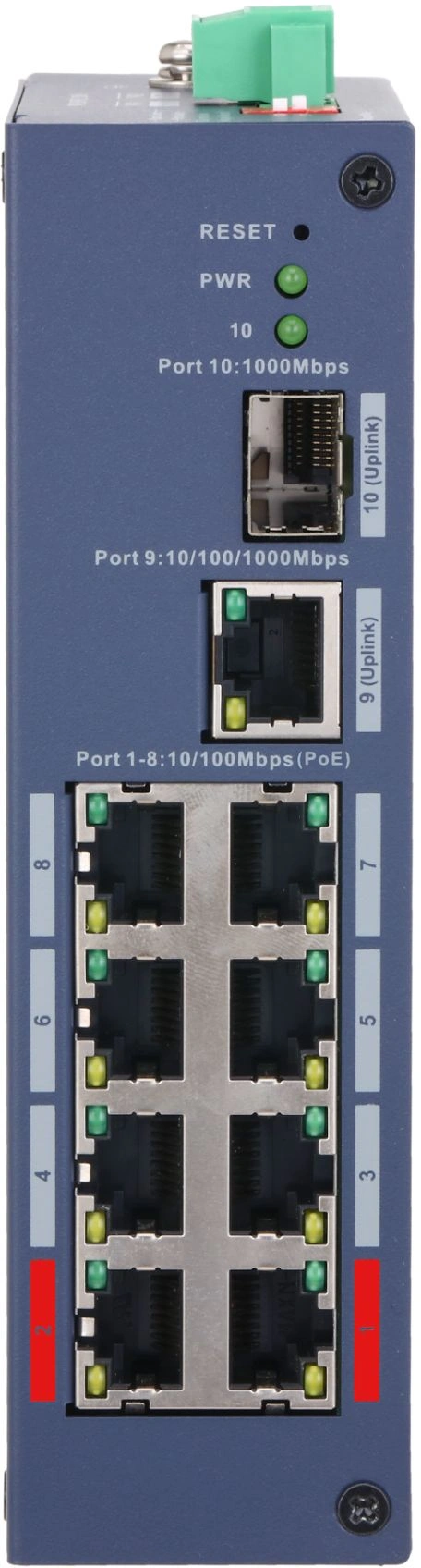 Коммутатор Dahua DH-CHS4110-8ET-110 (L2) 8x100Мбит/с 1x1Гбит/с 1xКомбо(1000BASE-T/SFP) 8PoE 110W управляемый — миниатюра 2