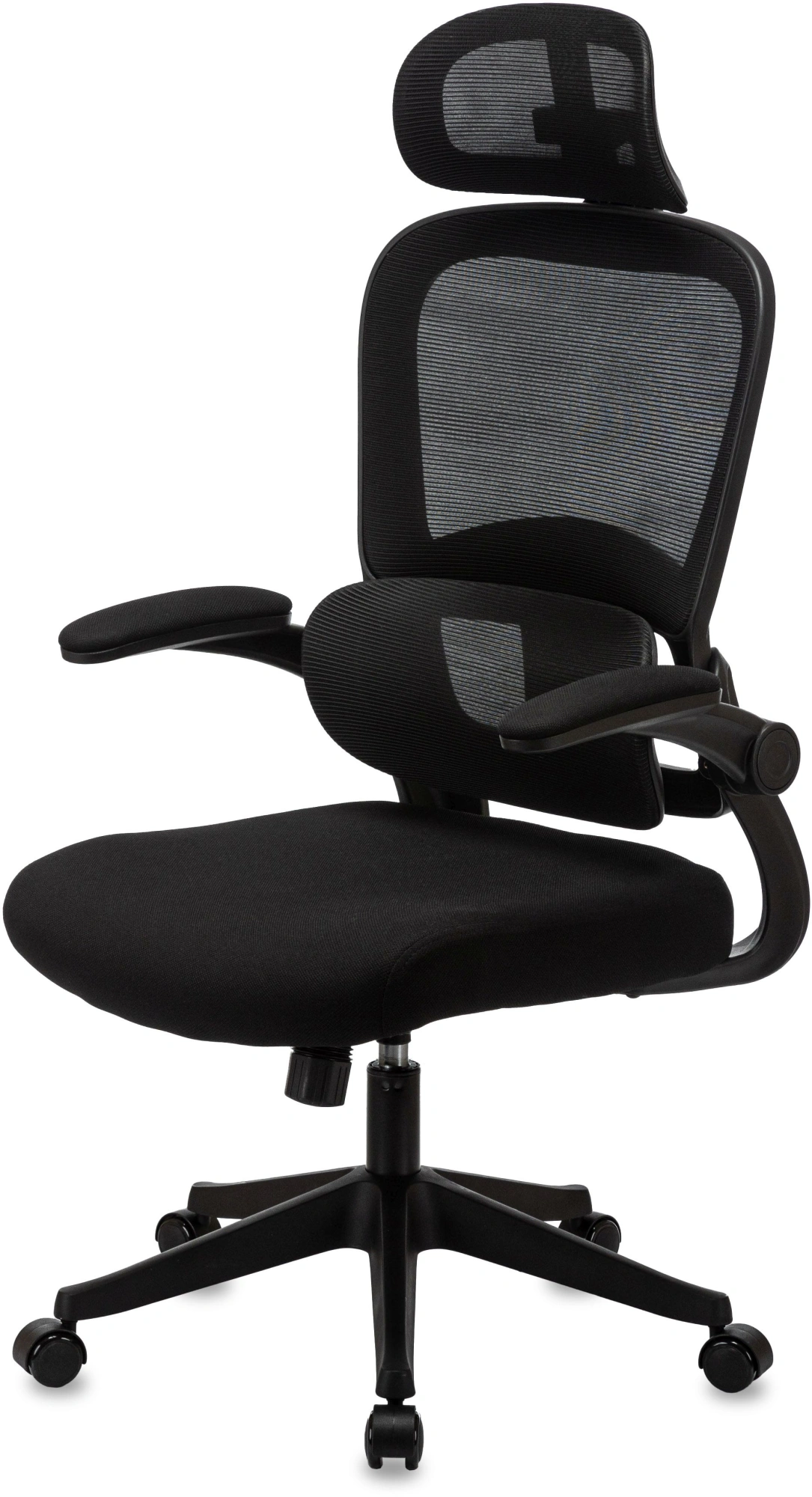 Кресло эргономичное Бюрократ Франк черный сетка/ткань с подголов. крестов. пластик — миниатюра 3