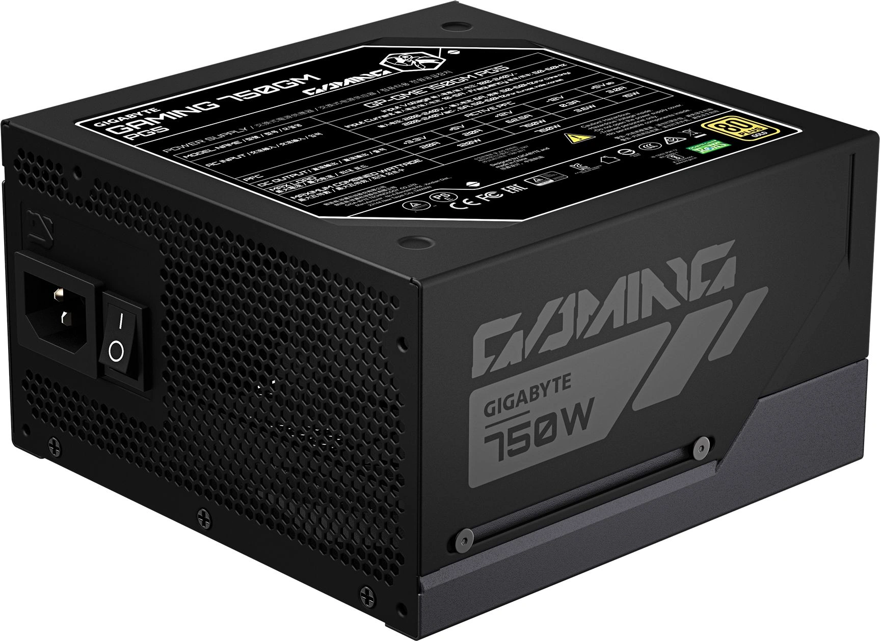Блок питания Gigabyte ATX 750W GP-GME750GM PG5 80+ gold (20+4pin) APFC 135mm fan 8xSATA Cab Manag RTL — фото 1