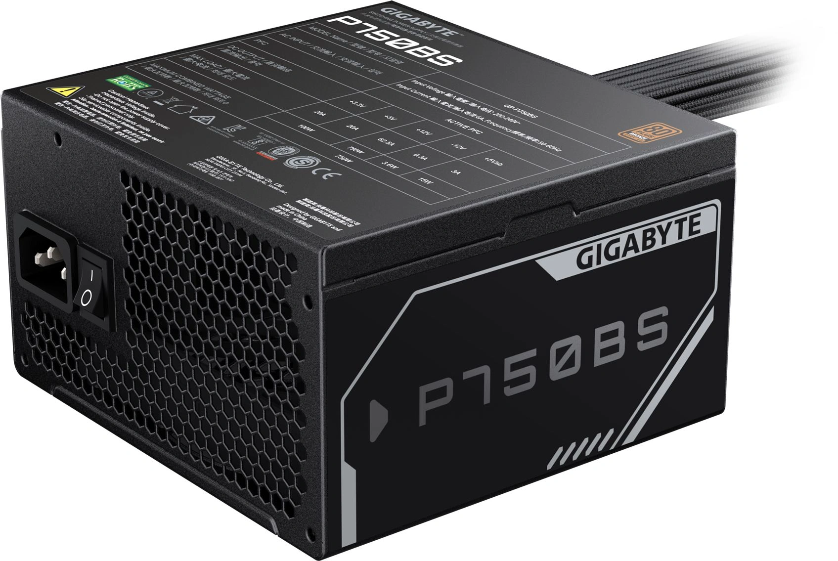 Блок питания Gigabyte ATX 750W GP-P750BS 80+ bronze (20+4pin) APFC 120mm fan 7xSATA RTL — фото 1