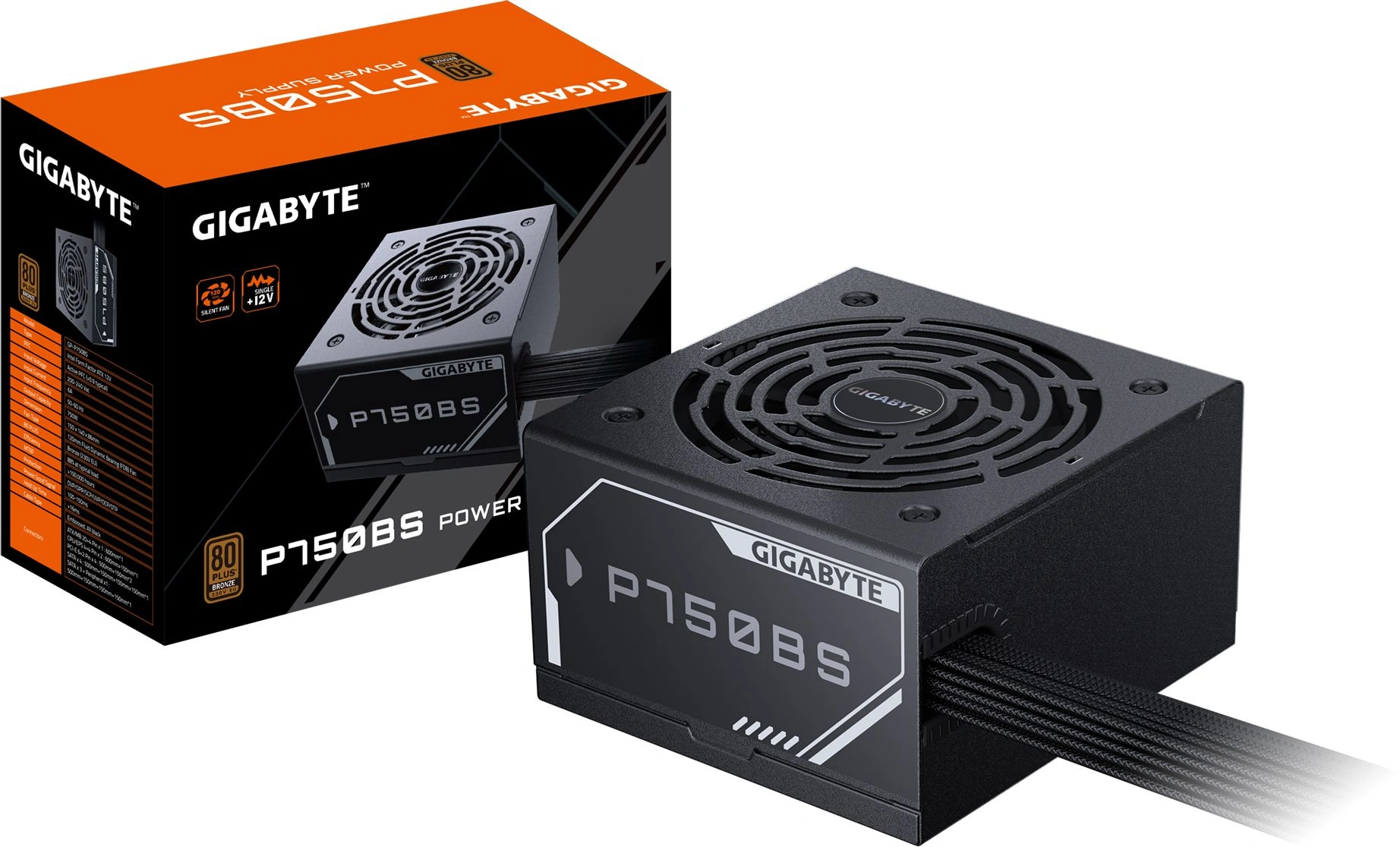 Блок питания Gigabyte ATX 750W GP-P750BS 80+ bronze (20+4pin) APFC 120mm fan 7xSATA RTL — миниатюра 4
