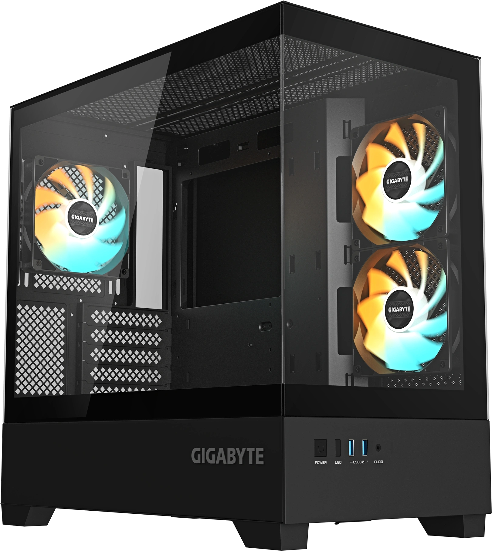 Корпус Gigabyte GB-C201P черный без БП mATX 6x120mm 3x140mm 2xUSB3.0 audio bott PSU — фото 1