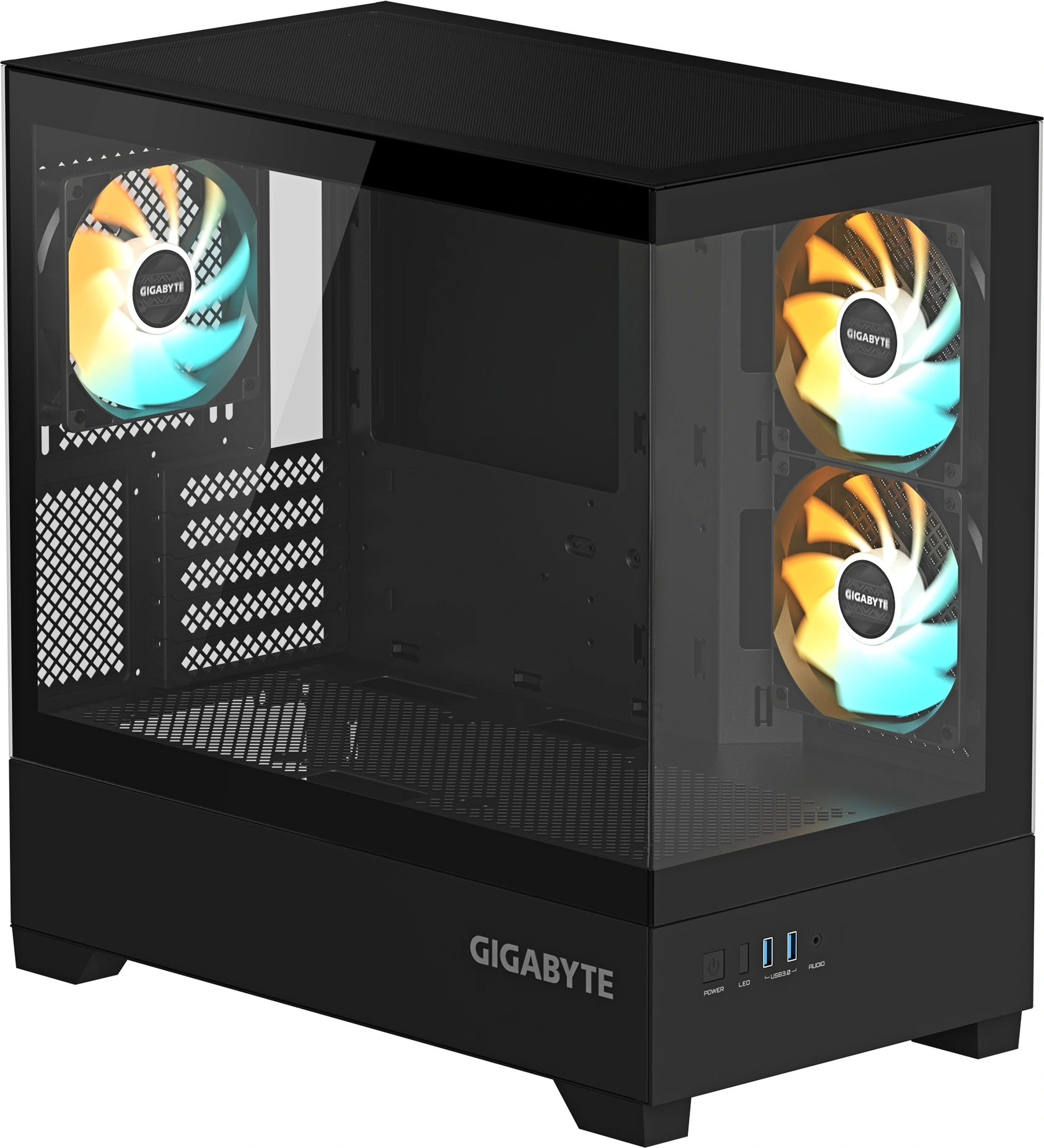 Корпус Gigabyte GB-C201P черный без БП mATX 6x120mm 3x140mm 2xUSB3.0 audio bott PSU — миниатюра 2