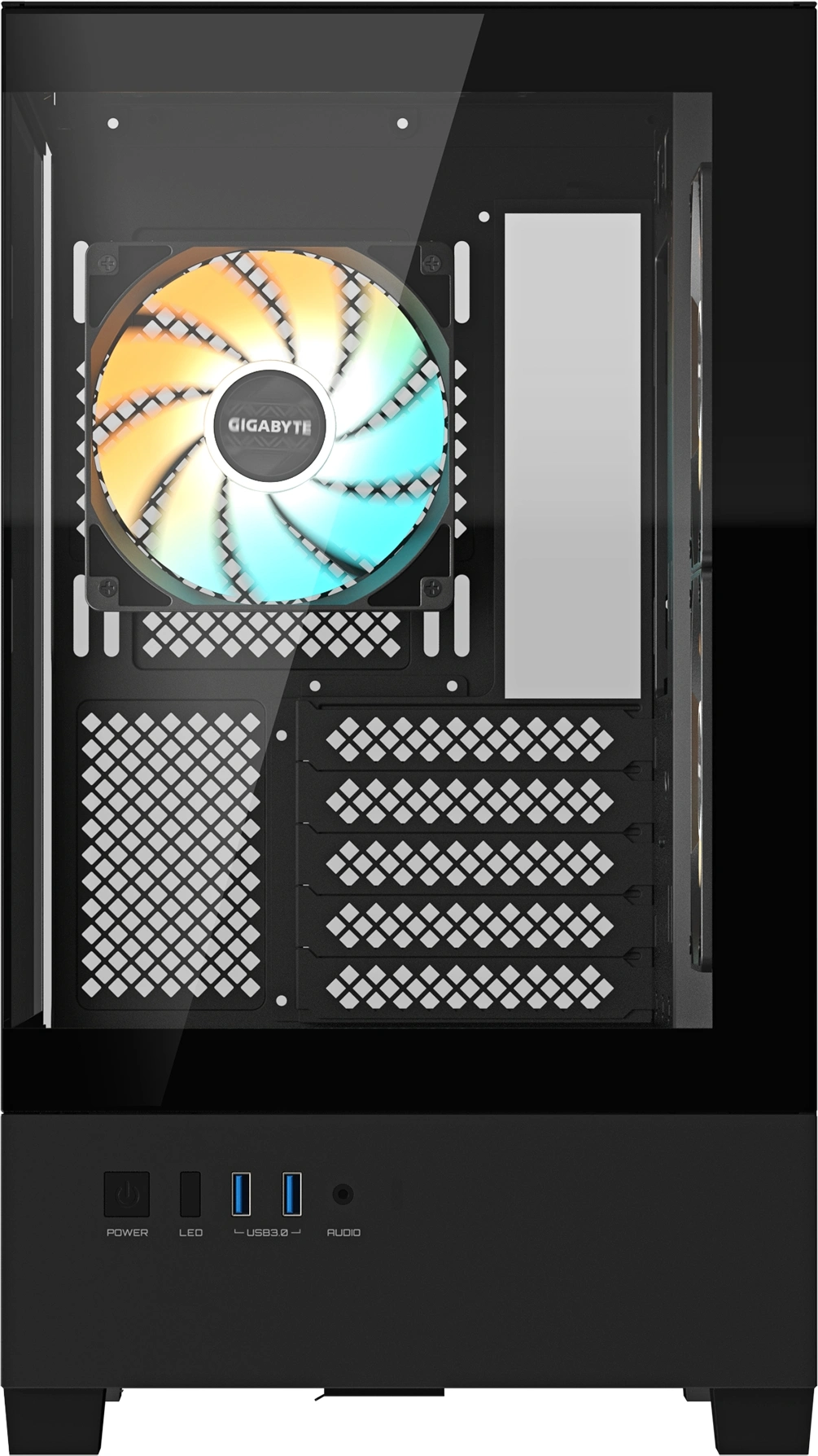 Корпус Gigabyte GB-C201P черный без БП mATX 6x120mm 3x140mm 2xUSB3.0 audio bott PSU — миниатюра 4