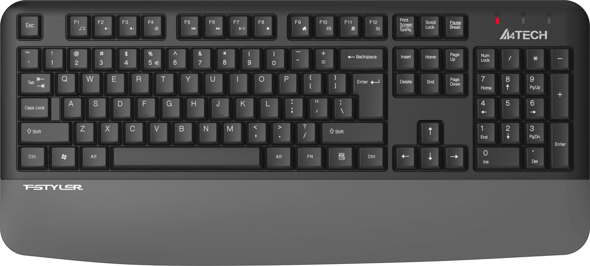 Клавиатура A4Tech FGK20 серый USB беспроводная Multimedia (подставка для запястий) — фото 1
