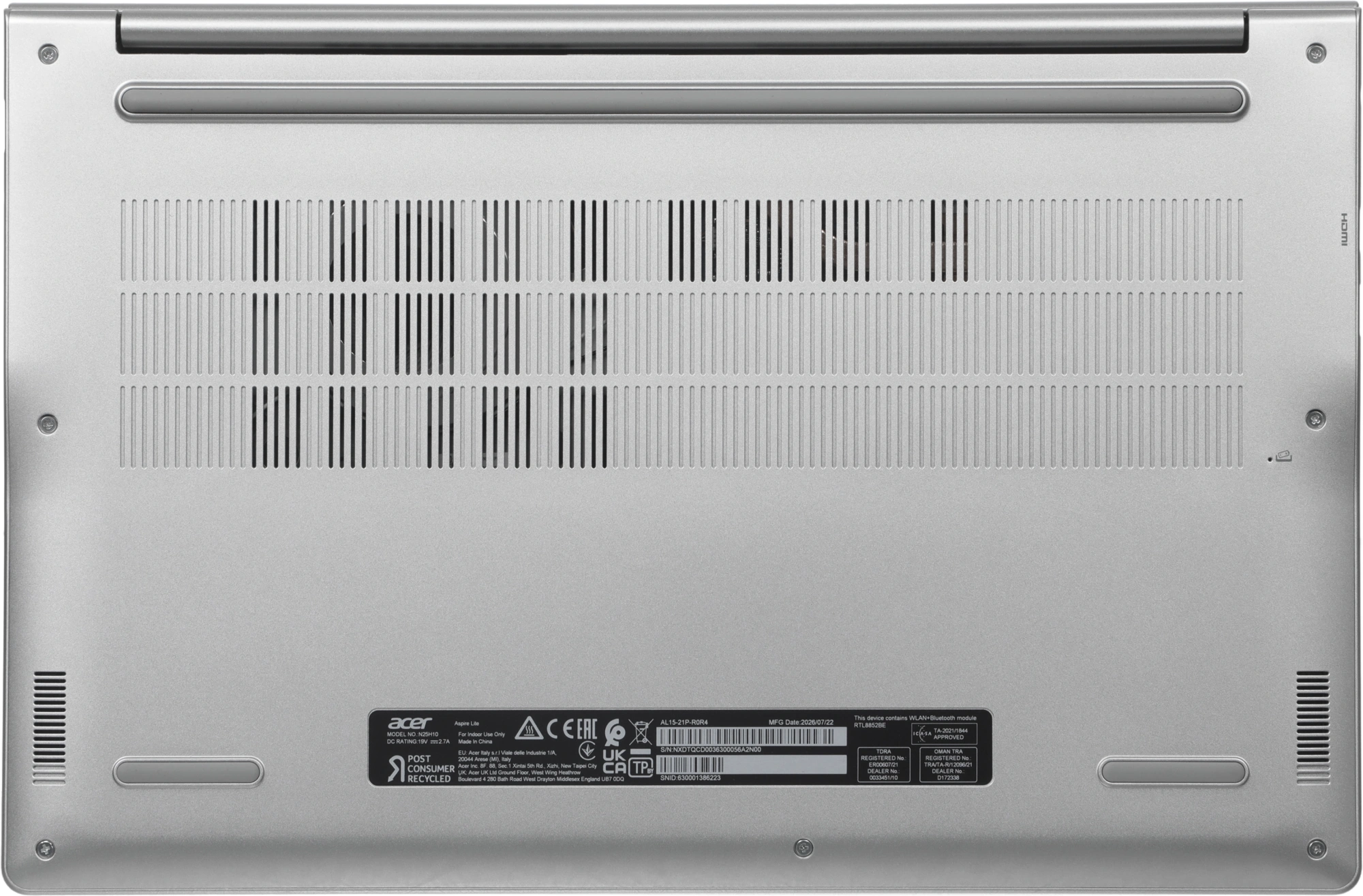 Ноутбук Acer Aspire Lite AL15-21P-R0R4 Ryzen 5 40 8Gb SSD512Gb AMD Radeon 610M 15.6" IPS FHD (1920x1080) без ОС silver WiFi BT Cam 4574mAh (NX.DTQCD.003) — миниатюра 15
