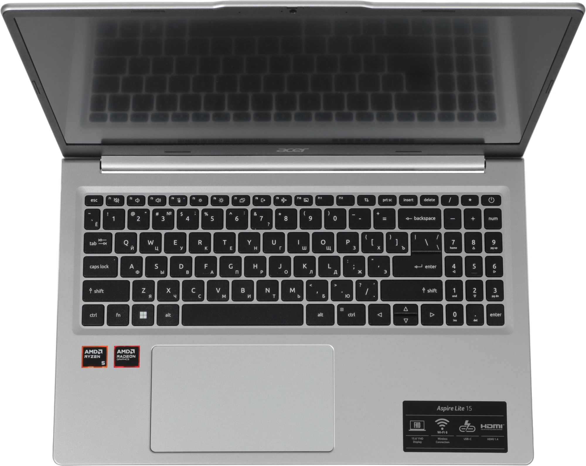 Ноутбук Acer Aspire Lite AL15-21P-R0R4 Ryzen 5 40 8Gb SSD512Gb AMD Radeon 610M 15.6" IPS FHD (1920x1080) без ОС silver WiFi BT Cam 4574mAh (NX.DTQCD.003) — миниатюра 4