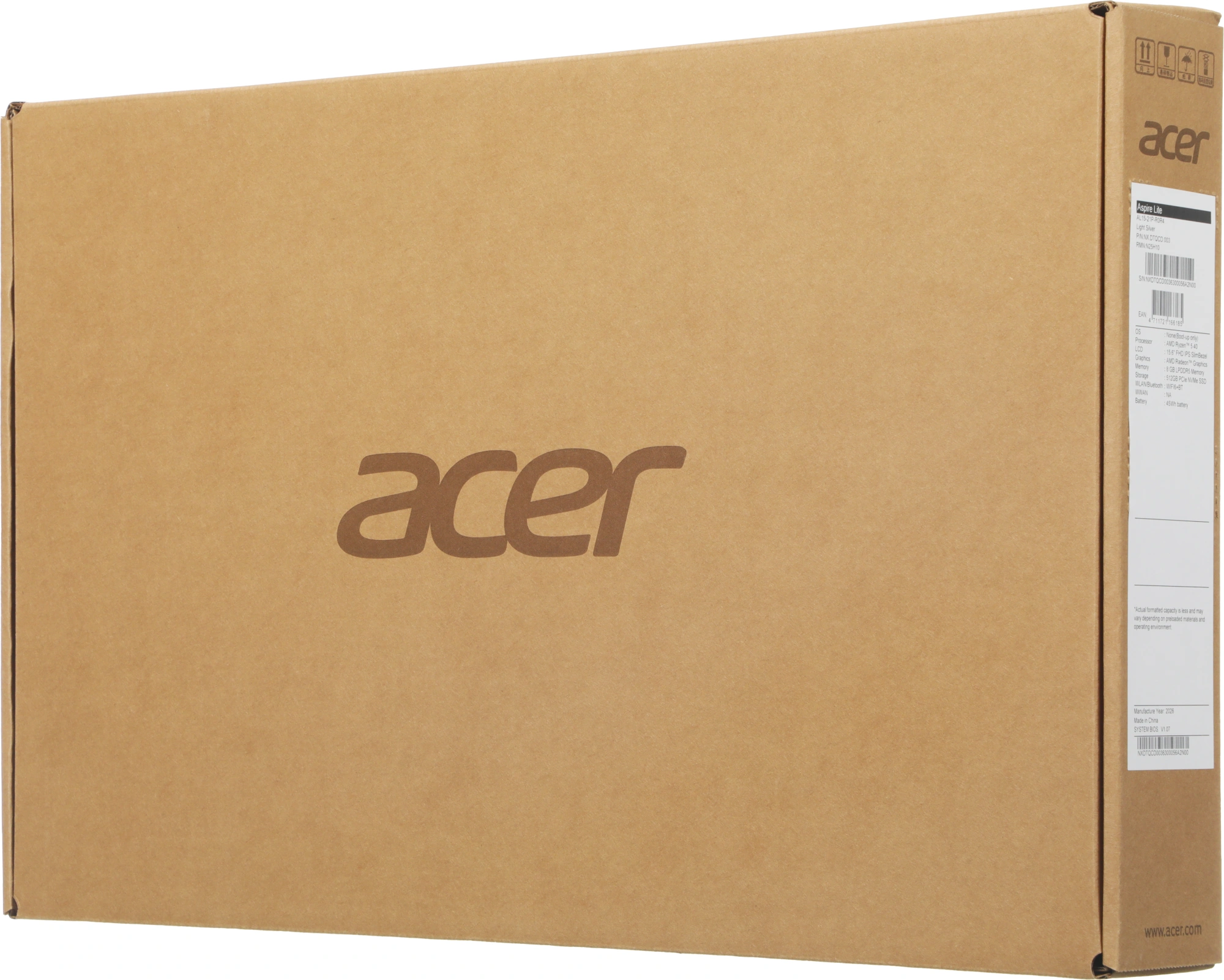Ноутбук Acer Aspire Lite AL15-21P-R0R4 Ryzen 5 40 8Gb SSD512Gb AMD Radeon 610M 15.6" IPS FHD (1920x1080) без ОС silver WiFi BT Cam 4574mAh (NX.DTQCD.003) — миниатюра 21