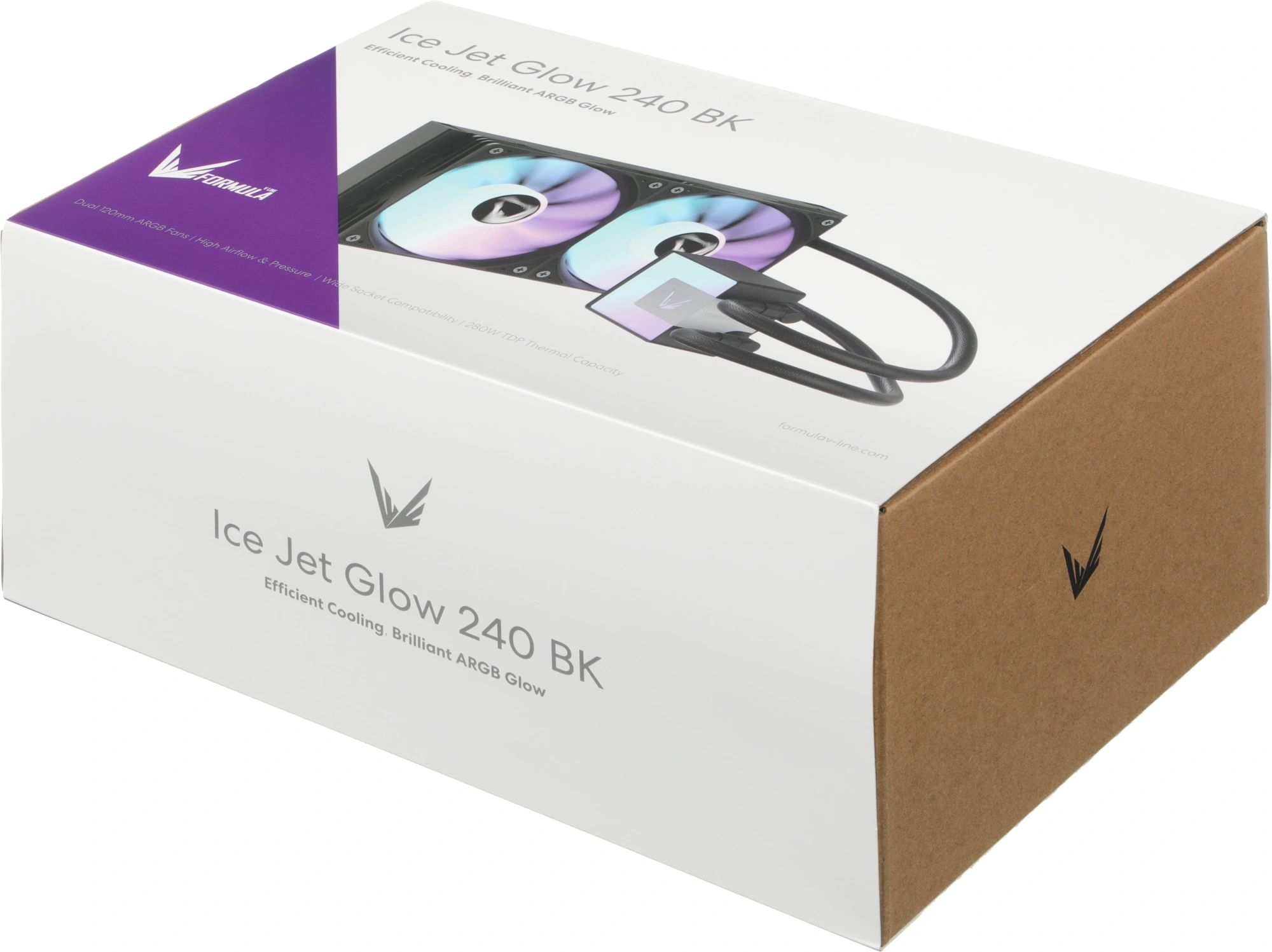 Система водяного охлаждения Formula Ice Jet Glow 240 ARGB Soc-AM5/AM4/1200/2066/1700/1851 черный 4-pin 1-27.2dB Al+Cu 310W Ret (ICE JET GLOW 240 BK) — миниатюра 9