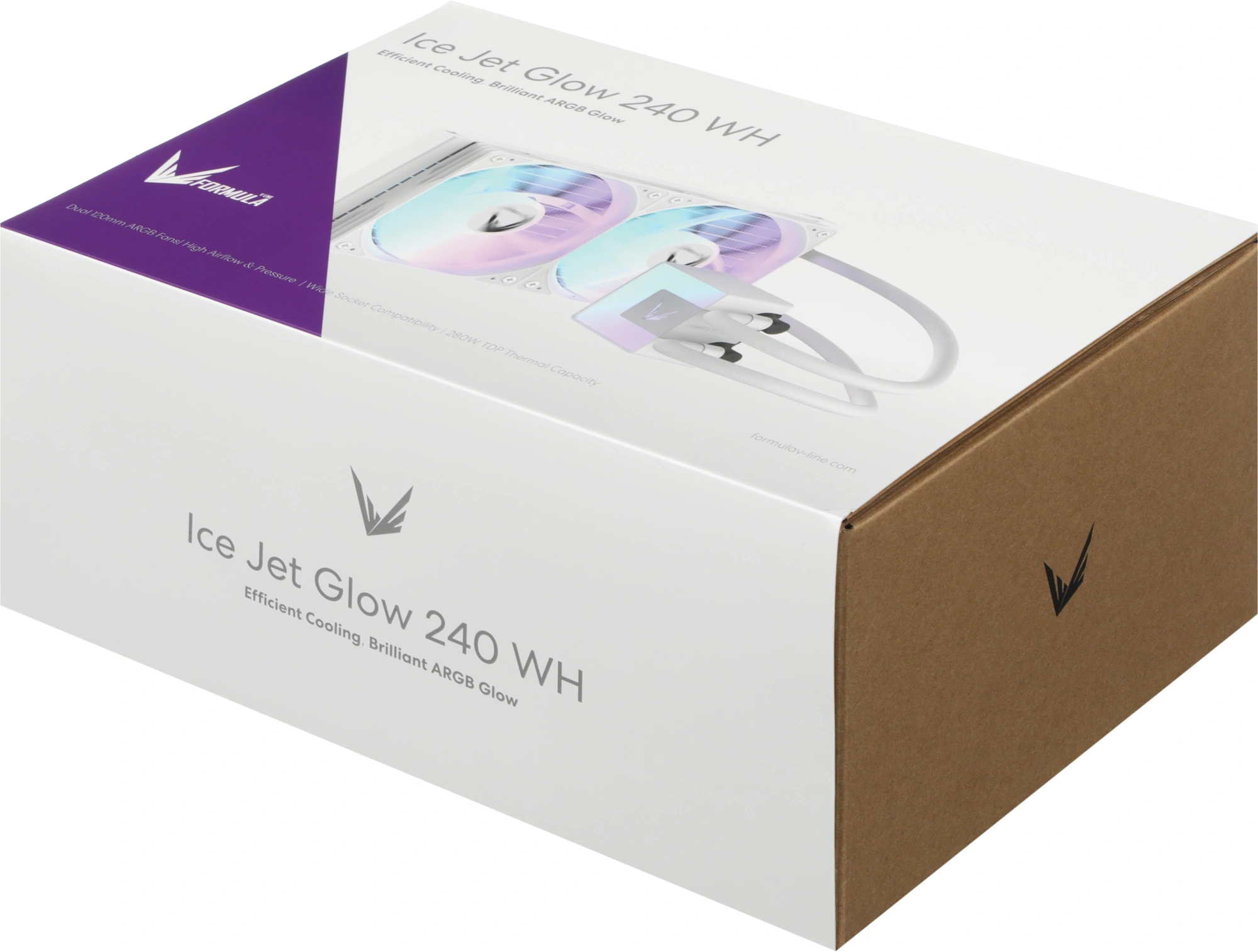 Система водяного охлаждения Formula Ice Jet Glow 240 ARGB Soc-AM5/AM4/1200/2066/1700/1851 белый 4-pin 1-27.2dB Al+Cu 310W Ret (ICE JET GLOW 240 WH) — миниатюра 12