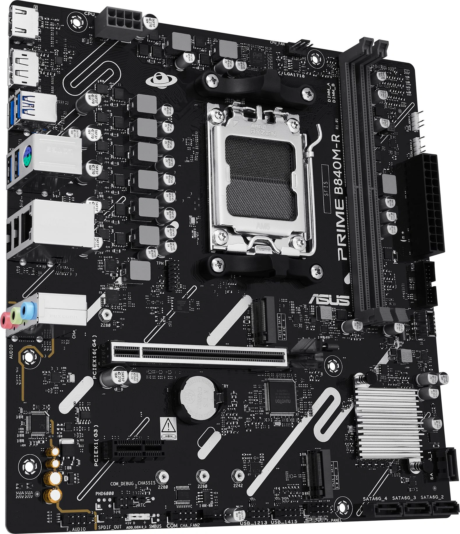 Материнская плата Asus PRIME B840M-R Socket AM5 AMD B840 2xDDR5 mATX AC`97 8ch(7.1) GbLAN RAID+HDMI+DP — миниатюра 6