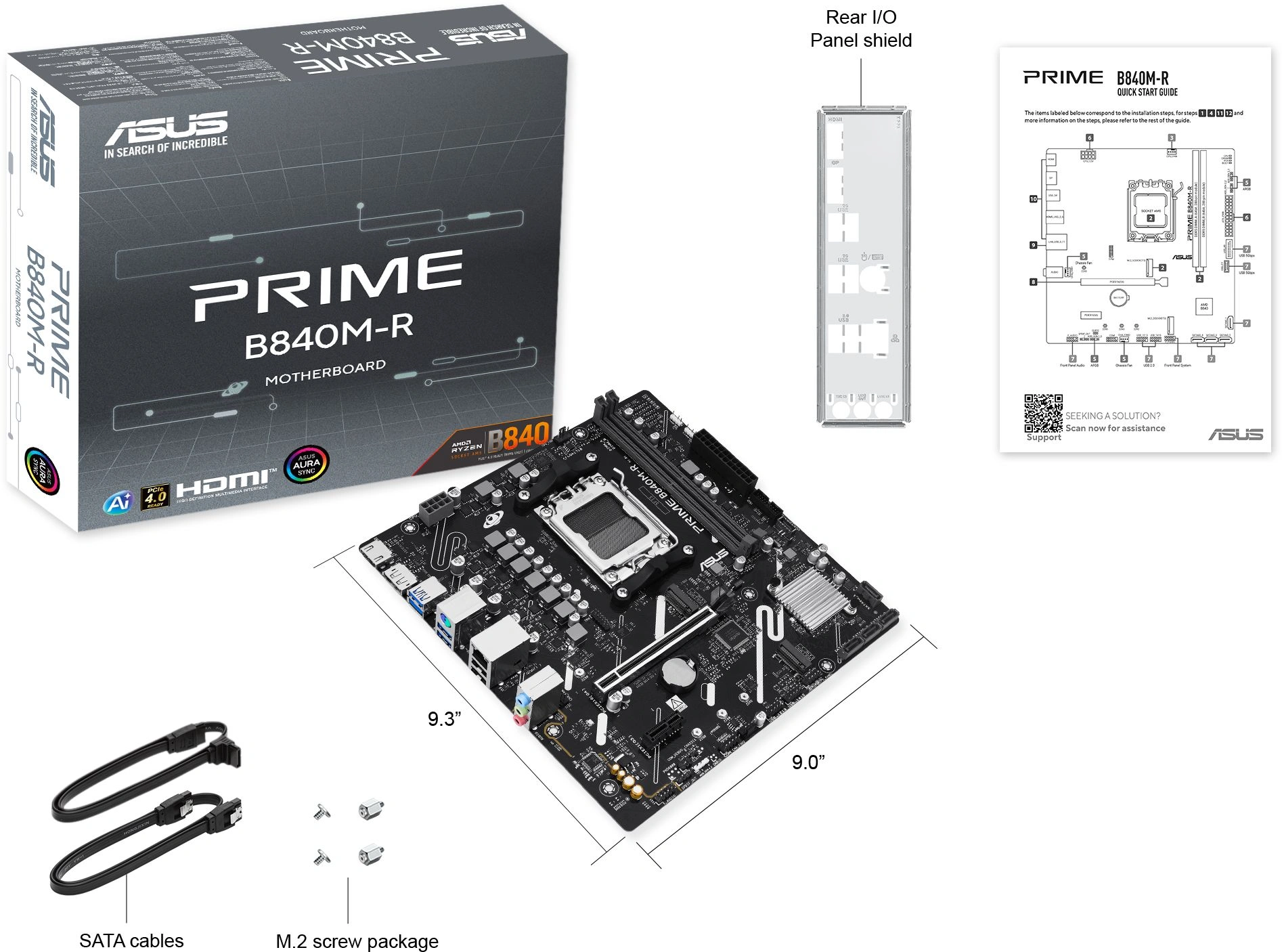 Материнская плата Asus PRIME B840M-R Socket AM5 AMD B840 2xDDR5 mATX AC`97 8ch(7.1) GbLAN RAID+HDMI+DP — миниатюра 5