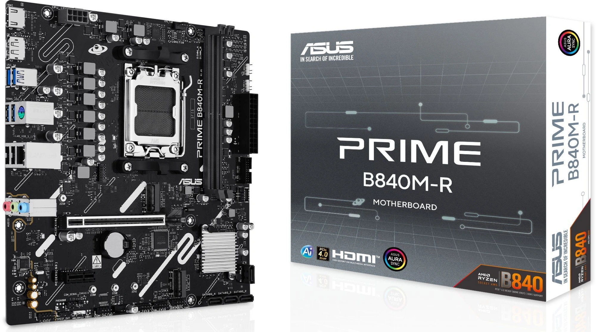Материнская плата Asus PRIME B840M-R Socket AM5 AMD B840 2xDDR5 mATX AC`97 8ch(7.1) GbLAN RAID+HDMI+DP — миниатюра 2