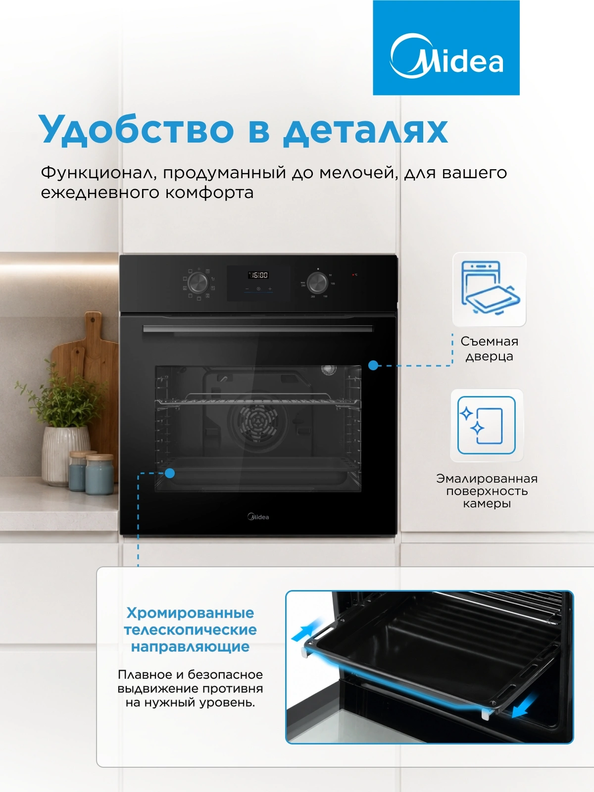 Духовой шкаф Электрический Midea MO509103YGB черный — миниатюра 19