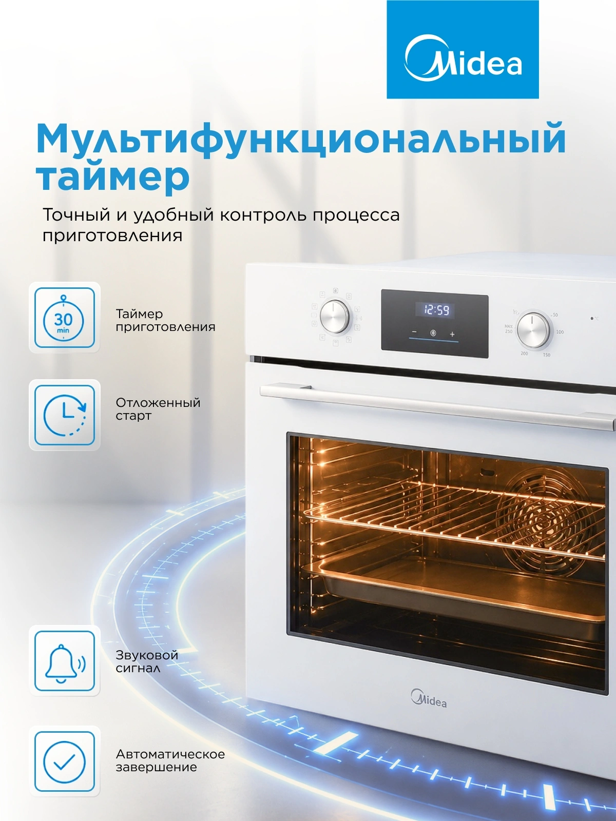 Духовой шкаф Электрический Midea MO509103YGW белый — миниатюра 19